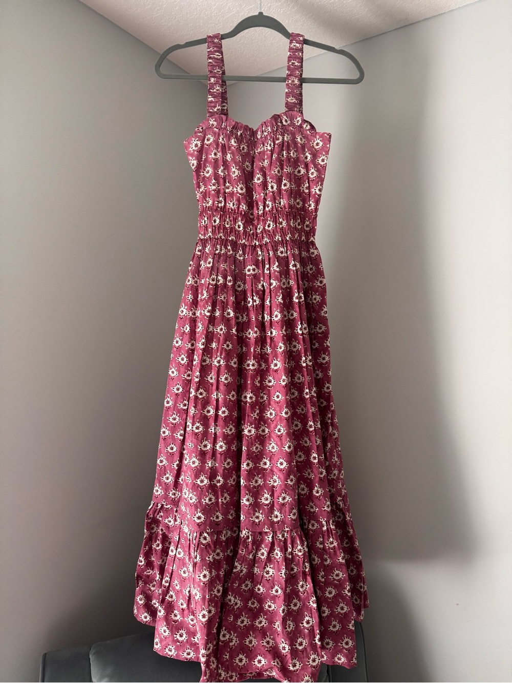 Sleeveless Floral Maxi Dress in Berry Pink
